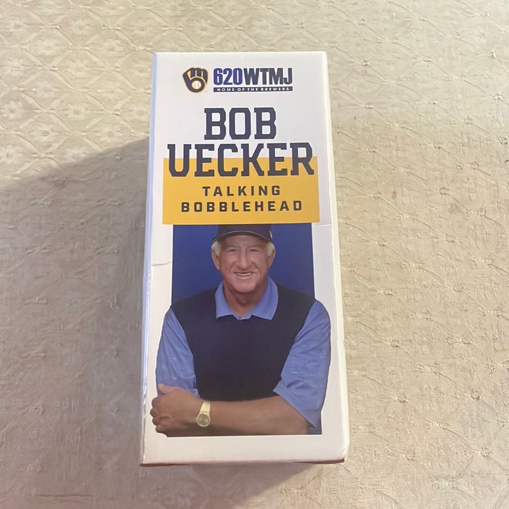 Unopened talking bob uecker bobble head